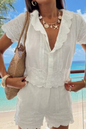 Lyla Top ~ White Eyelet Embroidery