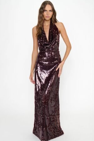 Simone Maxi Dress ~ Burgundy Sequins